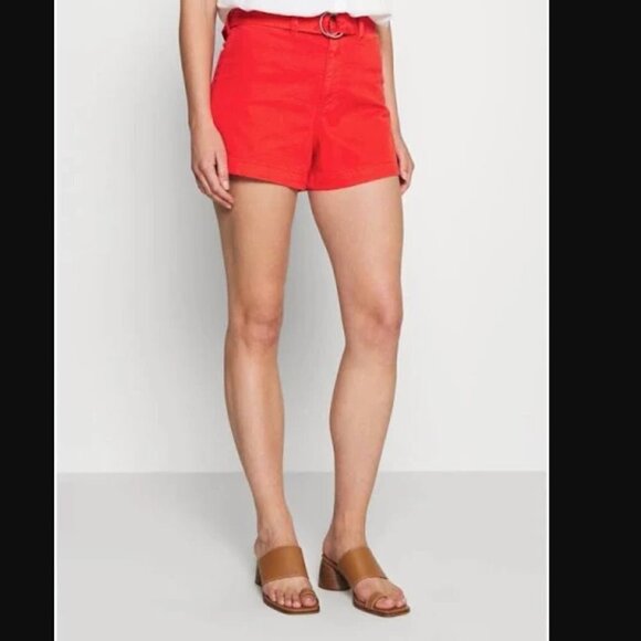Gap [Size 8 NWT] Coral Red Belted High Rise 4" Seafarer Shorts - Size 8 - Picture 1 of 13